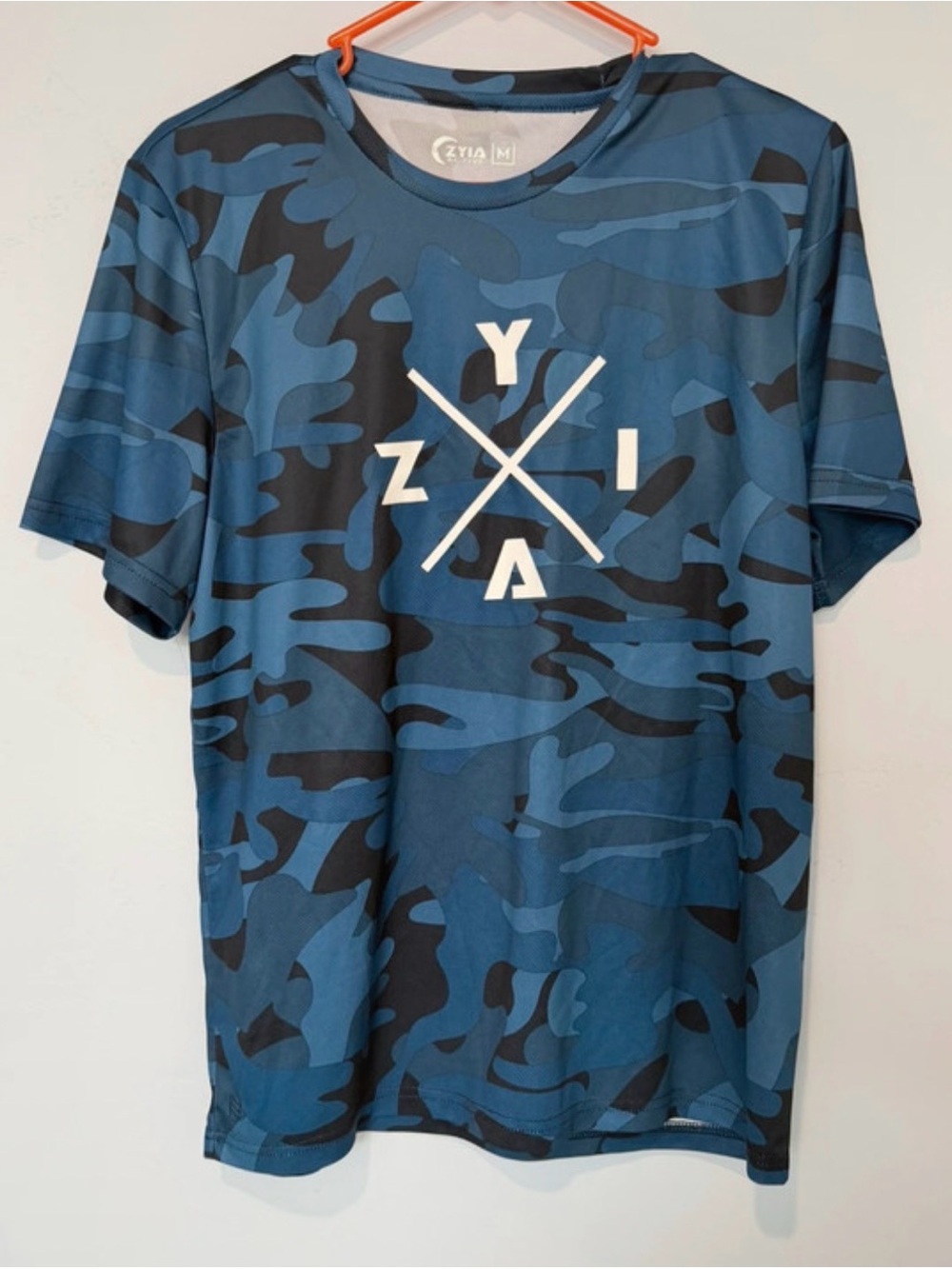 ZYIA Men’s Blue & Black Camo Short Sleeve Tee